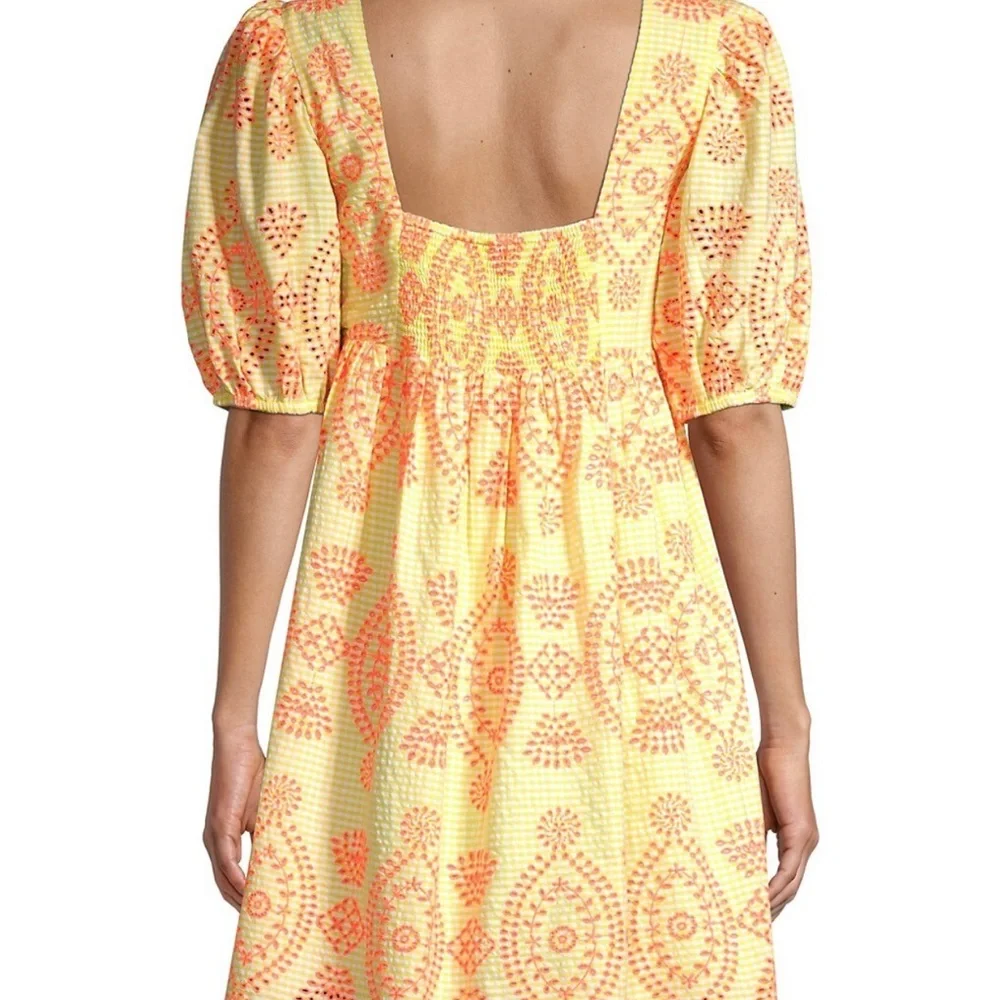 Lilly Pulitzer Sarafina Eyelet Babydoll Dress NWT 12 yellow orange puff sleeves - Picture 4 of 6
